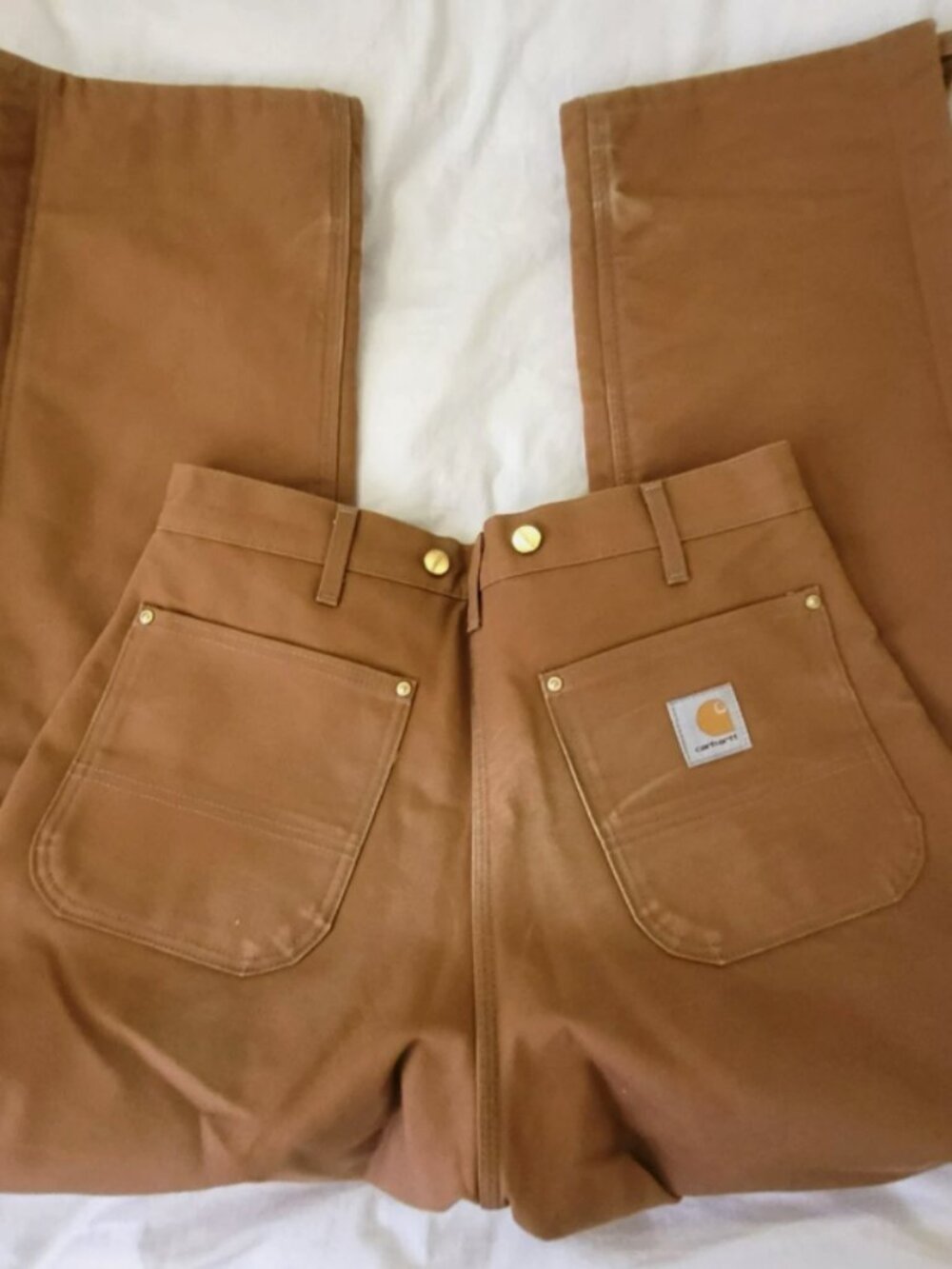 Mens Carhartt Work Wear Pants 32x30 Canvas Brown insulated 14806 Excellent